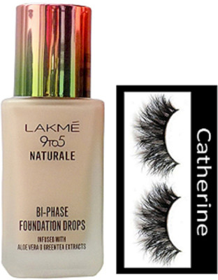 catherine Eyelashes, Lakme 9to5 Natueale BI-PHASE Foundation Drops(Set of 2)