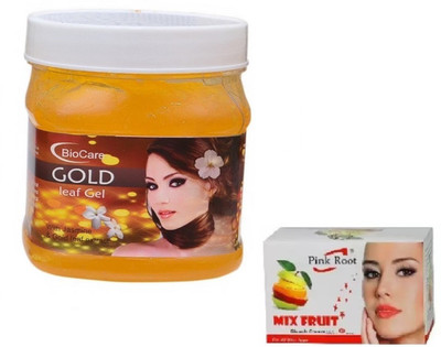 Pink Root MIX FRUIT BLEACH 43G WITH BIOCARE GOLD GEL 500GM(Set of 2)
