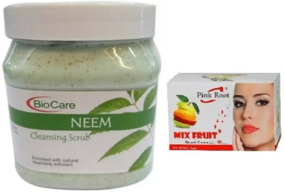 Pink Root MIX FRUIT BLEACH 43G WITH BIOCARE NEEM SCRUB 500GM(Set of 2)