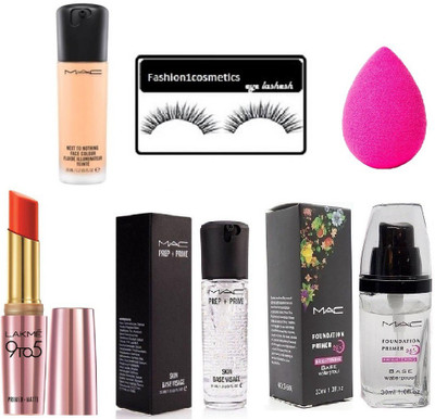 FASHION1COSMETICS Combo of face foundation primer,face foundation,lipstick,eyelashes with makeup puff(Set of 6)
FASHION1COSMETICS Combo of face foundation primer,face foundation,lipstick,eyelashes with makeup puff(Set of 6)