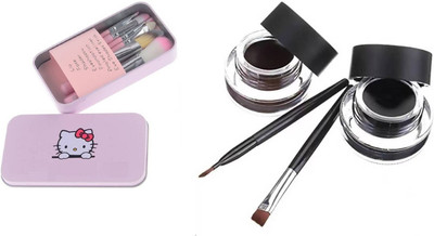 Ladymode 7 Piece Makeup Brush And Black And Brown Gel Eye Liner(Set of 2)