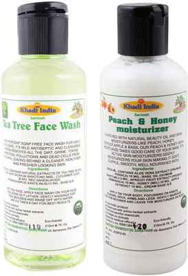 Khadi India Santosh Khadi Herbal Tea tree Face Wash and Peach & Honey moisturizer Combo Pack of 2x210 ml(Set of 2)
Khadi India Santosh Khadi Herbal Tea tree Face Wash and Peach & Honey moisturizer Combo Pack of 2x210 ml(Set of 2)