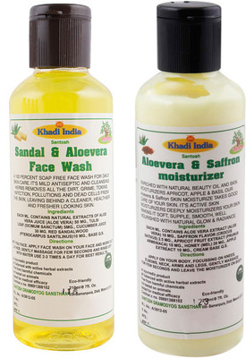 Khadi India Santosh Khadi Herbal Sandal & Aloevera Face Wash and Aloevera & Saffron moisturizer Combo Pack of 2x210 ml(Set of 2)
Khadi India Santosh Khadi Herbal Sandal & Aloevera Face Wash and Aloevera & Saffron moisturizer Combo Pack of 2x210 ml(Set of 2)