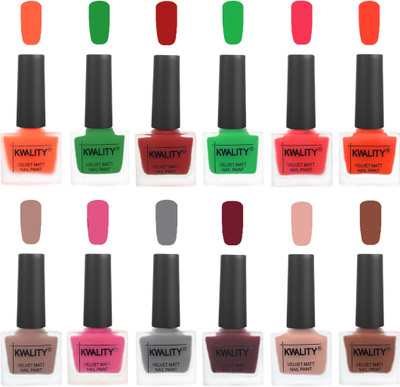Kwality Nail Paints | Nail Polish| Nail Paint Combo Set of 12 Carrot Orange-Dark Green-Red-Green-Pink Mania-Candy Orange-Salmon Run-Pink -Grey-Maroon-Salmon Pink-Brown(Pack of 12)
Kwality Nail Paints | Nail Polish| Nail Paint Combo Set of 12 Carrot Orange-Dark Green-Red-Green-Pink Mania-Candy Orange-Salmon Run-Pink -Grey-Maroon-Salmon Pink-Brown(Pack of 12)