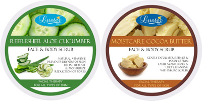 Luster Refresher Aloe Cucumber + Moistcare Cocoa Butter Face & Body Cream Scrub(400 g)
Luster Refresher Aloe Cucumber + Moistcare Cocoa Butter Face & Body Cream Scrub(400 g)