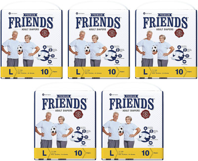 Friends PREMIUM ADULT DIAPERS, SIZE LARGE, 10 PCS PACK, COMBO OF 5 PACKS, FOR WAIST SIZE 38''-60'' INCHES, TOTAL 50 DIAPERS Adult Diapers - L(50 Pieces)
Friends PREMIUM ADULT DIAPERS, SIZE LARGE, 10 PCS PACK, COMBO OF 5 PACKS, FOR WAIST SIZE 38''-60'' INCHES, TOTAL 50 DIAPERS Adult Diapers - L(50 Pieces)