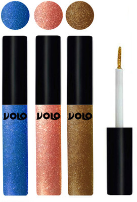 Volo WATERPROOF GLITTER EYE LINER 15 ml(Sky Blue, Rose Gold, Copper)
