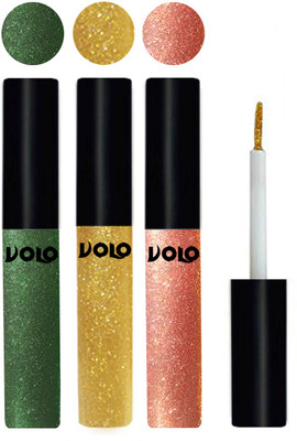 Volo WATERPROOF GLITTER EYE LINER 15 ml(Olive Green, Light Golden, Rose Gold)