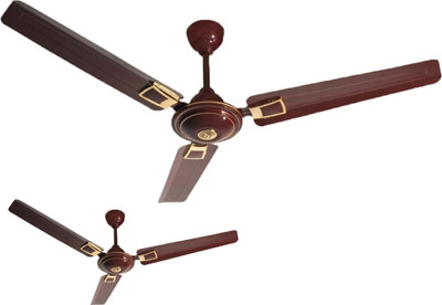 SKYSON EURO DECO 1200 mm PACK OF TWO 3 Blade Ceiling Fan (BROWN, Pack of 2) 3 Blade Ceiling Fan(BROWN, Pack of 2)