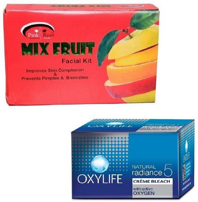 Pink Root MIX FRUIT KIT 83 GM WITH OXYLIFE CREME BLEACH 27GM(Set of 2)