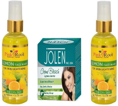 Pink Root LEMON FACE WASH 2 PCS WITH JOLEN ALOEVERA CREME BLEACH 28GM(Set of 3)
Pink Root LEMON FACE WASH 2 PCS WITH JOLEN ALOEVERA CREME BLEACH 28GM(Set of 3)