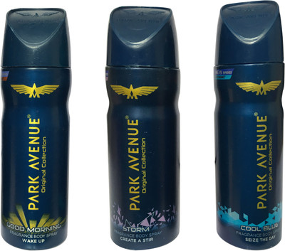 Park Avenue 1 STORM, 1 GOOD MORNING & 1 COOL BLUE ( PACK OF 3) Deodorant Spray - For Men(150 ml, Pack of 3)
Park Avenue 1 STORM, 1 GOOD MORNING & 1 COOL BLUE ( PACK OF 3) Deodorant Spray - For Men(150 ml, Pack of 3)