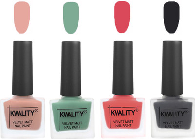 Kwality Nail Paints | Velvet Matte Nail Polish Combo Salmon Pink,Mischievous Mint,Baby Pink,Dark Grey(Pack of 4)
Kwality Nail Paints | Velvet Matte Nail Polish Combo Salmon Pink,Mischievous Mint,Baby Pink,Dark Grey(Pack of 4)