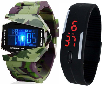 Pappi Boss Pack of 2 Military Color Aircraft Model with light & Black Unisex Silicone Led Bracelet Band Watch - For Boys
Pappi Boss Pack of 2 Military Color Aircraft Model with light & Black Unisex Silicone Led Bracelet Band Watch - For Boys