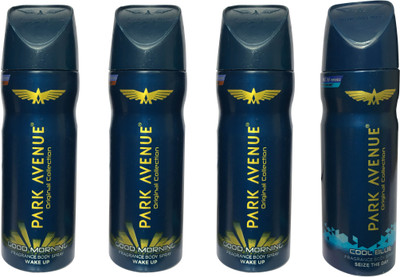 Park Avenue 3 GOOD MORNING & 1 STORM ( PACK OF 4) Deodorant Spray - For Men(150 ml, Pack of 4)
Park Avenue 3 GOOD MORNING & 1 STORM ( PACK OF 4) Deodorant Spray - For Men(150 ml, Pack of 4)