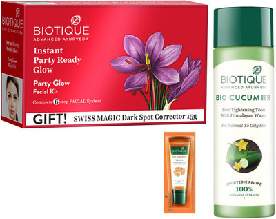BIOTIQUE BIO PARTY GLOW FACIAL KIT, Cucumber Pore Tightening Toner, LIP BALM(Set of 3)
BIOTIQUE BIO PARTY GLOW FACIAL KIT, Cucumber Pore Tightening Toner, LIP BALM(Set of 3)