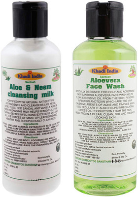 Khadi India Santosh Khadi Herbal Aloe & Neem cleansing milk and Aloevera Face Wash Combo Pack of 2x210 ml(Set of 2)
Khadi India Santosh Khadi Herbal Aloe & Neem cleansing milk and Aloevera Face Wash Combo Pack of 2x210 ml(Set of 2)