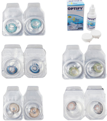 Optify Combo Pack Monthly Color Contact Lens With Solution Monthly Contact Lens(0, Aqua-Blue-Gold-Green-Grey, Pack of 5)
Optify Combo Pack Monthly Color Contact Lens With Solution Monthly Contact Lens(0, Aqua-Blue-Gold-Green-Grey, Pack of 5)