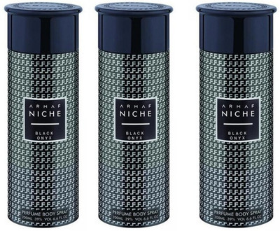 Armaf Black Onyx Deodorant Spray - For Men(200 ml, Pack of 3)