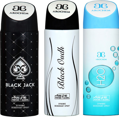 AROCHEM BLACK JACK , BLACK OUDH AND H2O DYNAMIC PURE ORIGINAL Deodorant Spray - For Men & Women(200 ml, Pack of 3)
AROCHEM BLACK JACK , BLACK OUDH AND H2O DYNAMIC PURE ORIGINAL Deodorant Spray - For Men & Women(200 ml, Pack of 3)