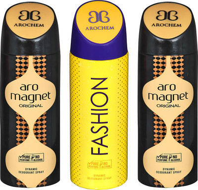 AROCHEM ARO MAGNET , FASHION AND ARO MAGNET DYNAMIC PURE ORIGINAL Deodorant Spray - For Men & Women(200 ml, Pack of 3)
AROCHEM ARO MAGNET , FASHION AND ARO MAGNET DYNAMIC PURE ORIGINAL Deodorant Spray - For Men & Women(200 ml, Pack of 3)