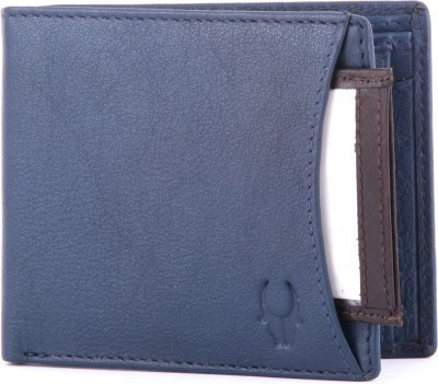 WildHorn Men Casual, Formal Blue Genuine Leather Wallet(5 Card Slots)