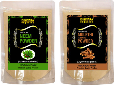 Donnara Organics 100% Natural Neem Powder and Mulethi(Licorice) powder Combo pack of 2 of 150 gms(300 gms)(300 g)
Donnara Organics 100% Natural Neem Powder and Mulethi(Licorice) powder Combo pack of 2 of 150 gms(300 gms)(300 g)
