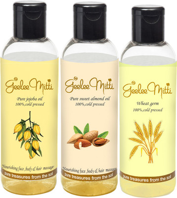 Geeleemitti Jojoba Oil + Almond Oil + Wheatgerm Oil Cold Pressed Carrier Oil Completely Natural for Hair Treatment and Skin Health 3x50ml Hair Oil(150 ml)
Geeleemitti Jojoba Oil + Almond Oil + Wheatgerm Oil Cold Pressed Carrier Oil Completely Natural for Hair Treatment and Skin Health 3x50ml Hair Oil(150 ml)