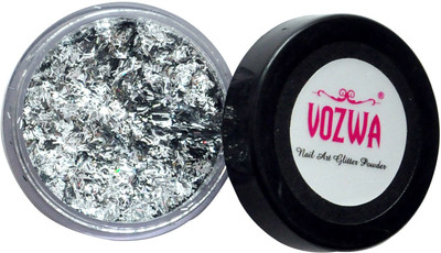 Vozwa Sparkles Silver Nail Art Fiber Glitter Powder(Silver)