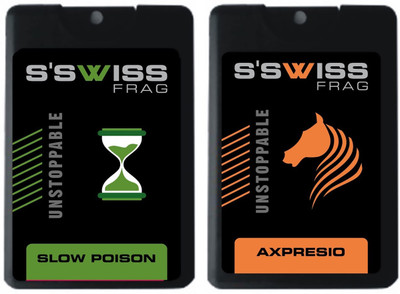 S'SWISS pack 2 SLOW POISON AND AXPRESIO UNSTOPPABLE Perfume - 40 ml(For Men & Women)
S'SWISS pack 2 SLOW POISON AND AXPRESIO UNSTOPPABLE Perfume - 40 ml(For Men & Women)