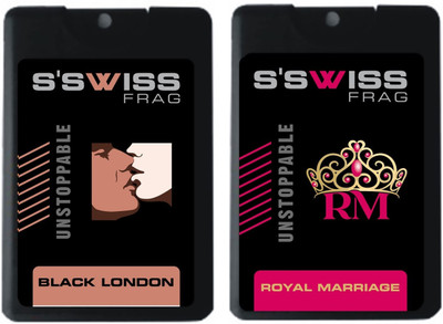 S'SWISS pack 2 BLACK LONDON AND ROYAL MARRIAGE UNSTOPPABLE Perfume - 40 ml(For Men & Women)
S'SWISS pack 2 BLACK LONDON AND ROYAL MARRIAGE UNSTOPPABLE Perfume - 40 ml(For Men & Women)