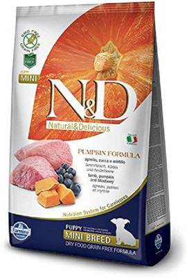 Farmina N&D Puppy Food, Pumpkin Grain, Canine Lamb and Blueberry (Mini) 2.5 kg Dry Dog Food
