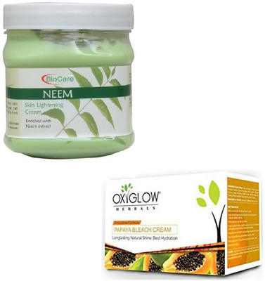 Biocare NEEM CREAM 500GM WITH PAPAYA BLEACH 50GM(Set of 2)