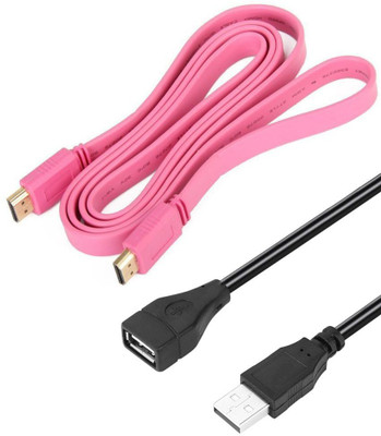 Anweshas Premium Quality Fast Data Transfer Hdmi Male to Male Full Flat 1.4 V Cable and 1.5 Meter Premium Quality USB Extension Cable USB to USB Data Transfer Cord Male To Female 1.5 m Combo Set