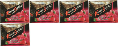 KamaSutra EXCITE STRAWBERRY PACK OF 5 Condom(Set of 5, 15S)