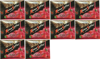 KamaSutra EXCITE STRAWBERRY PACK OF 10 Condom(Set of 10, 30S)