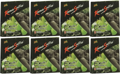KamaSutra EXCITE GRAPES PACK OF 8 Condom(Set of 8, 24S)