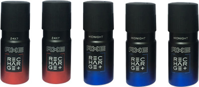 AXE 2 24X7 , 3 MIDNIGHT(PACK OF 5) Deodorant Spray - For Men(150 ml, Pack of 5)
AXE 2 24X7 , 3 MIDNIGHT(PACK OF 5) Deodorant Spray - For Men(150 ml, Pack of 5)