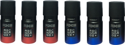 AXE 3 24X7 , 3 MIDNIGHT(PACK OF 6) Deodorant Spray - For Men(150 ml, Pack of 6)