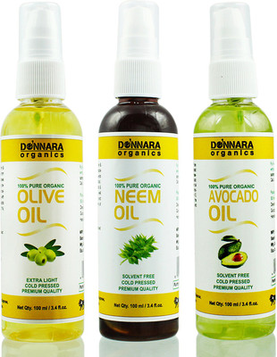 Donnara Organics Premium Olive oil, Neem oil & Avocado oil Combo pack of 3 bottles of 100ml(300 ml) Hair Oil(300 ml)
Donnara Organics Premium Olive oil, Neem oil & Avocado oil Combo pack of 3 bottles of 100ml(300 ml) Hair Oil(300 ml)