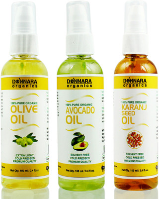 Donnara Organics Premium Olive oil, Avocado oil & Karanj oil Combo pack of 3 bottles of 100ml(300 ml) Hair Oil(300 ml)
Donnara Organics Premium Olive oil, Avocado oil & Karanj oil Combo pack of 3 bottles of 100ml(300 ml) Hair Oil(300 ml)