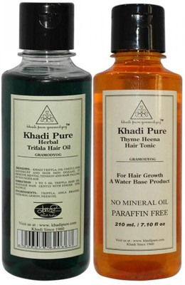 Khadi Pure Herbal Thyme Henna Hair Tonic And Triphala Combo Hair Oil(420 ml)