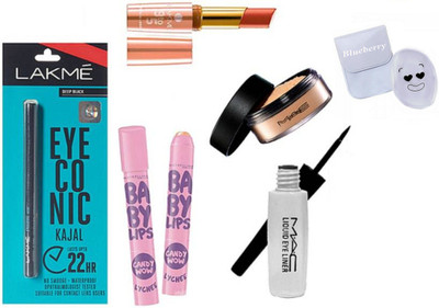 Blueberry Silicon puff, 9 to 5 lipstick, liquid eyeliner, loose powder, eye conic K , baby lips 2(Set of 7)
Blueberry Silicon puff, 9 to 5 lipstick, liquid eyeliner, loose powder, eye conic K , baby lips 2(Set of 7)
