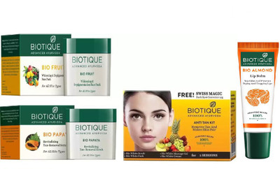 BIOTIQUE BIO Anti Tan Facial Kit, Bio Fruit Face Pack, Bio Papaya Revitalizing Tan Removal Scrub , LIP CARE(Set of 4)
BIOTIQUE BIO Anti Tan Facial Kit, Bio Fruit Face Pack, Bio Papaya Revitalizing Tan Removal Scrub , LIP CARE(Set of 4)
