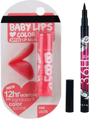 RTB BALM PINK LOLITA WITH 36 HRS EYELINER PACK OF 2(Set of 2)