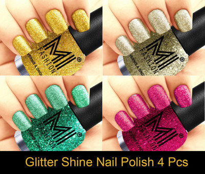 MI FASHION Platinum Collection 12 ml each Set of 4 Glitter High Shine Long Lasting Nail Polish Colors at Your Fingertips Golden Gold, Silver Gold, Radium, Magenta(Pack of 4)
MI FASHION Platinum Collection 12 ml each Set of 4 Glitter High Shine Long Lasting Nail Polish Colors at Your Fingertips Golden Gold, Silver Gold, Radium, Magenta(Pack of 4)