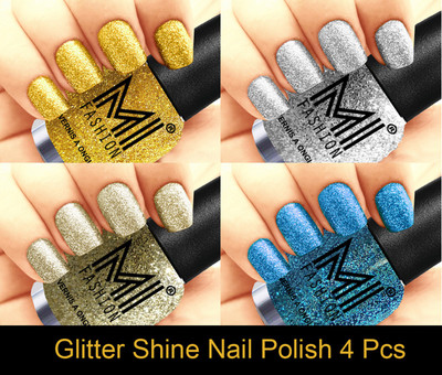 MI FASHION Platinum Collection 12 ml each Set of 4 Glitter High Shine Long Lasting Nail Polish Colors at Your Fingertips Golden Gold, Silver, Silver Gold, Sky Blue(Pack of 4)
MI FASHION Platinum Collection 12 ml each Set of 4 Glitter High Shine Long Lasting Nail Polish Colors at Your Fingertips Golden Gold, Silver, Silver Gold, Sky Blue(Pack of 4)