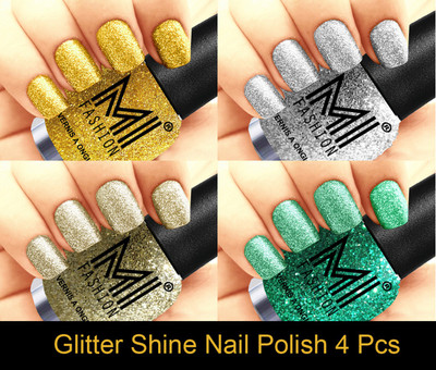 MI FASHION Platinum Collection 12 ml each Set of 4 Glitter High Shine Long Lasting Nail Polish Colors at Your Fingertips Golden Gold, Silver, Silver Gold, Radium(Pack of 4)
MI FASHION Platinum Collection 12 ml each Set of 4 Glitter High Shine Long Lasting Nail Polish Colors at Your Fingertips Golden Gold, Silver, Silver Gold, Radium(Pack of 4)