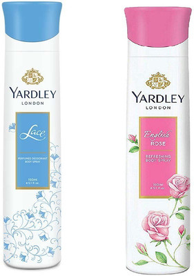 Yardley London Lace , English Rose Body Spray - For Men & Women(300 ml, Pack of 2)
Yardley London Lace , English Rose Body Spray - For Men & Women(300 ml, Pack of 2)