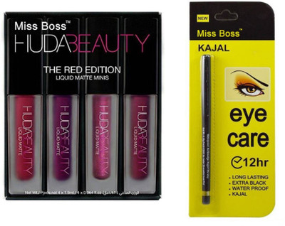Miss Boss huda lipstick red edition 16 ml and black waterproof kajal combo(Set of 2)
Miss Boss huda lipstick red edition 16 ml and black waterproof kajal combo(Set of 2)